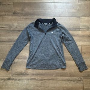 PINK Victoria Secret Gray and Black Quarter Zip Athletic Pullover